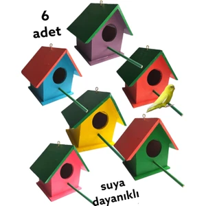 Ncy Home Ahşap Kuş Yuvası Dış Mekan Suya Dayanıklı 6 Adet