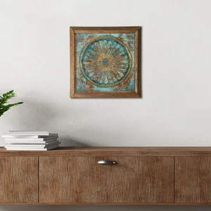 Yaşam Çiçeği Taş Duvar Tablosu Ahşap Çerçeveli Duvar Dekoru Wall Art 25x25cm W1-187