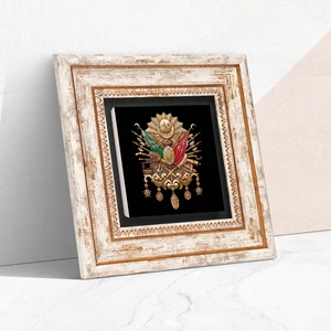 Pinecone Stone Osmanlı Tuğrası Çerçeveli Taş Duvar Tablosu – Dekoratif Modern Sanat, Ev ve Ofis Dekoru |TK1-153|