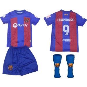 Çocuk Barcelona Lewandowski Forması + Şort+Çorap 3lü Set