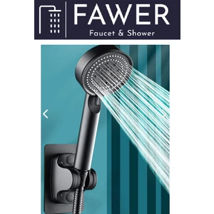 FAWER 5 Fonksiyonlu Siyah Yapışkan Mafsallı Duş Seti Duş Başlığı