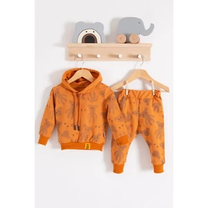 Cool Bear Kapüşonlu % 100 Pamuk Erkek Bebek Takımı