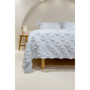 Sitra Gri Çift Kişilik Püsküllü Yatak Örtüsü 230x250 2 Yastık 50x70 5033