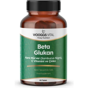 Woogss Vital Beta Glukan, Kara Mürver, C Vitamini ve Çinko Takviye Edici Gıda 60 Tablet