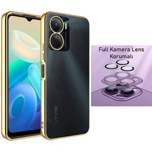 Vivo Y16 Kılıf 3D Kamera ve Lens Mercek Korumalı Ultra Lüks Razer Plating Case