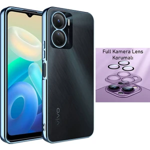 Vivo Y16 Kılıf 3D Kamera ve Lens Mercek Korumalı Ultra Lüks Razer Plating Case