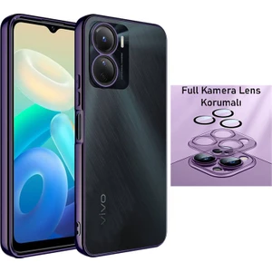 Vivo Y16 Kılıf 3D Kamera ve Lens Mercek Korumalı Ultra Lüks Razer Plating Case