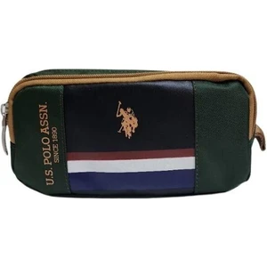 U.S. Polo Assn. Çift Gözlü Deri-Süet Haki Yeşil Kalem Çantası PLKLK23094