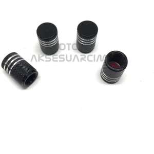 Oto Aksesuarcım Alüminyum Tırtıklı Yuvarlak Sibop Kapağı 4'lü Siyah