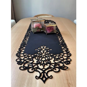 Ergüven Home Siyah Kadife Kumaş Runner Sehpa Boyu 40X100 Cm