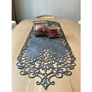 Ergüven Home Koyu Gri Süet Kumaş Runner Sehpa Boyu 40X100 Cm