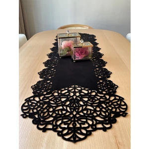 Ergüven Home Siyah Kadife Kumaş Runner Sehpa Boyu 40X100CM