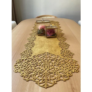 Ergüven Home Hardal Sarısı Süet Kumaş Runner Sehpa Boyu 40X100CM