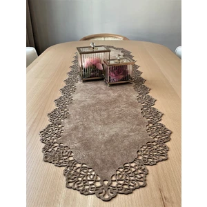 Ergüven Home Sütlü Kahverengi Süet Kumaş Runner Sehpa Boyu 40X100 Cm