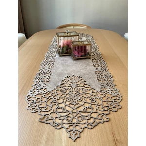 Ergüven Home Koyu Bej (Taş Rengi) Süet Kumaş Ince Kesim Runner Sehpa Boyu 40X100CM