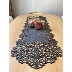Ergüven Home Koyu Gri Süet Kumaş Runner Sehpa Boyu 40X100CM