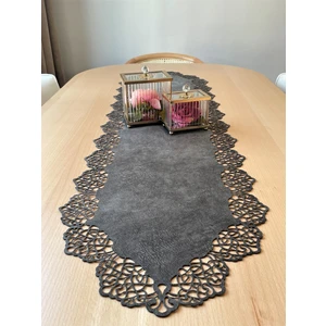 Ergüven Home Koyu Gri Süet Kumaş Runner Sehpa Boyu 40X100 Cm