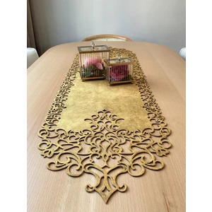 Ergüven Home Hardal Sarısı Süet Kumaş Runner Sehpa Boyu 40X100 Cm