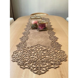 Ergüven Home Sütlü Kahverengi Süet Kumaş Runner Sehpa Boyu 40X100CM