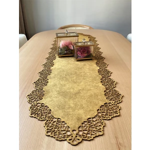 Ergüven Home Hardal Sarısı Süet Kumaş Runner Sehpa Boyu 40X100 Cm
