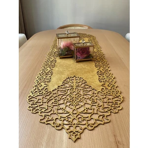 Ergüven Home Hardal Sarısı Süet Kumaş Ince Kesim Runner Sehpa Boyu 40X100CM