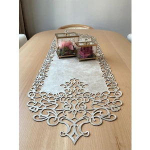 Ergüven Home Bej (Koyu Krem) Süet Kumaş Runner Sehpa Boyu 40X100 Cm