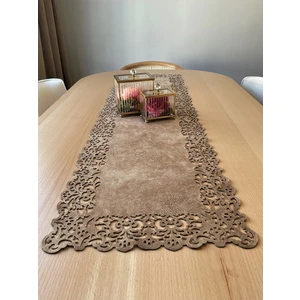Ergüven Home Sütlü Kahverengi Süet Kumaş Runner Dikdörtgen Sehpa Boyu 40X100CM
