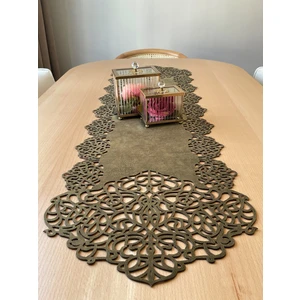 Ergüven Home Yeşil Süet Kumaş Runner Sehpa Boyu 40X100CM