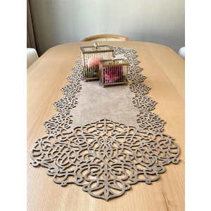 Ergüven Home Koyu Bej (Taş Rengi) Süet Kumaş Runner Sehpa Boyu 40X100CM