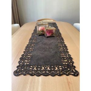 Ergüven Home Koyu Gri Süet Kumaş Runner Dikdörtgen Masa Boyu 40X140CM