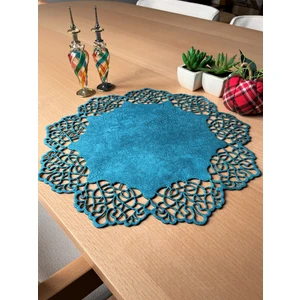Ergüven Home Mavi Süet Kumaş Yuvarlak Amerikan Servis Supla Takımı 6'Lı 35 x 35 cm