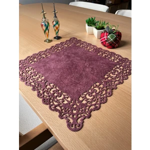 Ergüven Home Pembe Süet Kumaş Kare Amerikan Servis Takımı Supla 6'Lı 35 x 35 cm