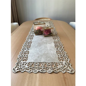 Ergüven Home Bej (Koyu Krem) Süet Kumaş Runner Dikdörtgen Sehpa Boyu 40X100CM