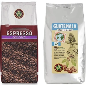 Kahve Dünyası Espresso Kahve ve Yöresel Guatemala Filtre Kahve Çekirdek 2 x 1000 gr