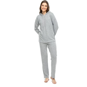 Mod Collection - Kadın Viskonlu Gri Melanj Kapşonlu Eşofman Takımı  3982