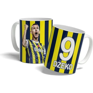 Dzeko Sarı Lacivert Çubuklu Tasarım Baskılı Kupa Bardak
