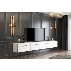 Maria Tv Ünitesi Duvara Monte/ Ayaklı Kullanım 240 cm Beyaz-Altın