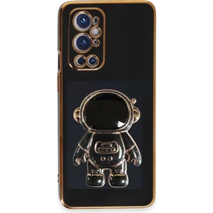 Oneplus 9 Pro Kılıf Kamera Korumalı Astronot Desenli Standlı Silikon Siyah