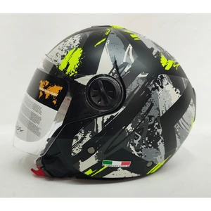 715 Poıson Mat Black Grey Yarım Kask - Şefaf Vizörlü