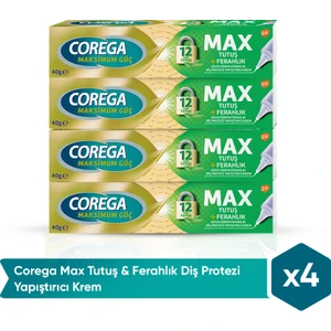 Max Tutuş & Ferahlık Diş Protezi Yapıştırıcı Krem 40G x 4 Adet