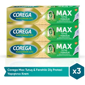 Max Tutuş & Ferahlık Diş Protezi Yapıştırıcı Krem 40G x 3 Adet