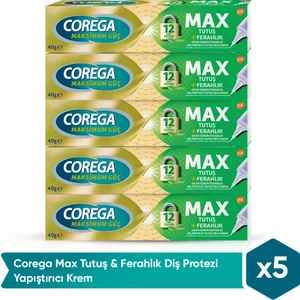Max Tutuş & Ferahlık Diş Protezi Yapıştırıcı Krem 40G x 5 Adet
