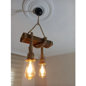 Ağış Elektrik Ikili Ahşap Jüt Avize