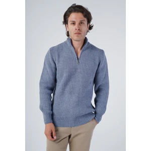 Trist Star Erkek Havacı Zikzak Yürütmeli Dik Yaka Kısa Fermuarlı Triko Yün Kazak TRIST-5301