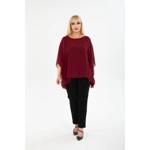 Büyük Beden Bordo Şifon Bluz 29E-2400