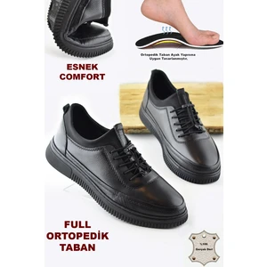 220 Tam Ortopedik Taban Hakiki Deri Erkek Ayakkabı Kauçuk Taban Mevsimlik Ayakkabı