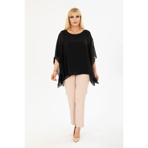 Büyük Beden Siyah Şifon Bluz 27F-2401