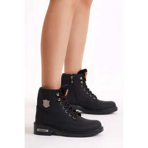 Tonny Black Unisex Siyah Bağcıklı ve Fermuarlı Bot