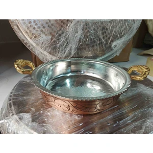 Bakır Oyma Skoch Kaplama Tava/Sahan 21 cm