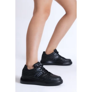 Tonny Black Kadın Siyah Poli Taban Yanı Şeritli Bağcıklı Sneaker